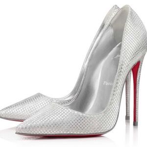 Christian Louboutin So Kate silver glitter size 37